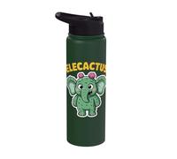 Elecactus Funny Cute Elephant Cactus Hybrid Character Design Stainless Steel Insulated Water Bottle
