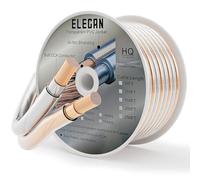 Elecan 12/2 Speaker Wire Cable Spool 50 Ft 12 Gauge-Pro Series 12 AWG 2 Conductors Transparent Zipper PVC Jacket & Al-Foli Shielding & Soft Touch for HiFi Home Theater&Car Speakers-Gold/Silver