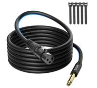 Elecan 15 Ft XLR Female to 1/4 inch 6.35mm TS Mono Jack Microphone Cable, Unbalanced Interconnect Mic Audio Cord, Durable&Flexible&Firm Connection for Dynamic Mic Console Guitar Mixer AMP+5 Ties