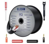 Elecan 16/2 Outdoor Speaker Wire Cable 250 Ft 16 Gauge AWG With Tool Kits-Direct Burial in Wall CL3 CL2 Rated-Pro Series 16AWG 2 Conductors-PVC Jacket& Film& Cotton-For Home Theater&Car Speakers-Black