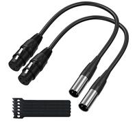 Elecan 3 Pin Mini XLR Male to XLR Female Microphone Cable Adapter 3 Ft/2 Pack for Blackmagic Pocket Cinema Camera BMPCC Video Assist 4K Sharp 8K & C70, Pro Lapel Audio Replacement Cable