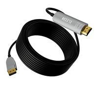 Elecan 8K Fiber Optic Displayport to HDMI Cable 50 Ft, 8K@60Hz 4K@120Hz, Zinc Alloy Shell & Active Optical DP Display Port 1.4 to HDMI 2.1 Uni-Directional Male Cord for NVIDIA, HDTV,Monitor,Projector