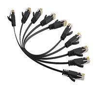 Elecan Cat 6 Flat Ethernet Cable 1 Ft/5 Pack, High Speed Slim Patch Cables Internet Cables, 30 AWG Pure Copper 10Gbps 500MHz, Thin and Flexible, Supprot POE Cat6 Cat 5e Cat 5 Network Cable Cord-Black
