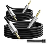Elecan Premium 6.35mm Guitar Cable 15 Ft/2 Pack, 1/4 Inch TS to 1/4 Instrument Cable, Mono Jack 12 AWG Unbalanced Bass AMP Cord Male to Male for Electric Guitar, Bass, Keyboard,Pro Audio-OD 9.5MM+Ties