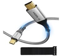 Elecan Uni-Directional HDMI to USB-C Adapter Cable 4 Ft 4K@60Hz 2K 1080P, No USB Power Needed, Braided Converter for Touch,PS5,Xbox,Mac,Portable Monitor,VR/XR/AR+Ties-NOT USB C to HDMI
