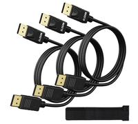 Elecan VESA Certified 4K DisplayPort 1.2 Cable 10 FT/3 Pack, High-Speed DP to DP Male-to-Male Display Port Cord, 4K@60Hz 2K@165Hz/144Hz,HBR2 HDR HDCP Dolby for Gaming Monitor PC TV NVIDIA AMD+10 Ties