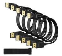 Elecan VESA Certified 4K DisplayPort 1.2 Cable 6 FT/5 Pack, High-Speed DP to DP Male-to-Male Display Port Cord, 4K@60Hz 2K@165Hz/144Hz,HBR2 HDR HDCP Dolby for Gaming Monitor PC TV NVIDIA AMD+10 Ties