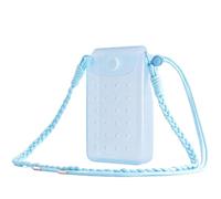 Elecbae Clear Crossbody Bag Stadium Approved, Silicone Mini Clear Purse with Magnetic Closure & DIY Holes, Transparent Blue