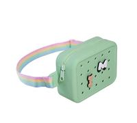 Elecbae Silicone Fanny Pack, Charm Compatible Waterproof Waist Bag, Adjustable Strap for Travel Beach Daily, Green, Pop