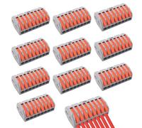 Elecbee 10Pcs PCT-218 Lever-Nut Wire Connectors, 250V 32A 8 Ports Conductor Compact Wire Cable Connectors for up to 4 mm², Splicing Type Quick Conductors Cable Clamp Terminal Block Spring Connector