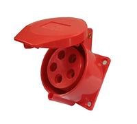 Elecbee 16A 5 Pin Industrial Receptacle 3P+N+E 6H - IP44 Weatherproof CEE Socket IEC60309 Commando Socket - 380V-415V 3 Phase Heavy Duty Receptacle with Waterproof Cover for Construction Sites