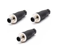 Elecbee 3 Pieces M12 4-Pin Connector A Coded Straight Screw Connection Unshielded Connector Aviation Actuator Plug (Male)