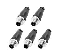 Elecbee 5PCS M12 4-Pin Connector Plug, 12 mm Sensor Cable Connector A-Code Thread Lock M12 Aviation Plug Round Connector IP67 Waterproof Unshielded Industrial Round Connector for Outdoor Use (Male)