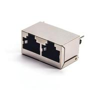 Elecbee Industrial RJ45 Dual Port 1 * 2 Connectore, Through Hole PCB Mount Ethernet Jack 8P8C, Phosphor Bronze Gold-Plated Contacts, Shielded Gigabit Networking Socket Suitable for Multiple Interfaces