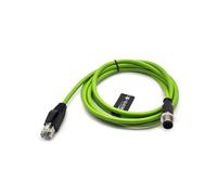Elecbee M12 4 Pin D-Code Male to RJ45 Cable | Shielded 2M AWG24 Industrial Ethernet Patch Lead (8P8C Male) for Cognex and Automation Application, Sensor Profinet,Network, Machine Control (Green)