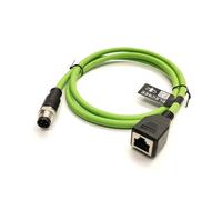 Elecbee M12 D-Code to RJ45 Adapter | IP67 Waterproof 4-Pin Male to 8P8C Female Straight Assembly Cable Shielded Cat5e 1M | Industrial Ethernet for Network Sensor, Machine Automation Control (Green)
