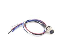 Elecbee M8 4 Pin Female Connector A Code Waterproof Straight Aviation Socket Back Mount Unshielded Actuator, Pre-Assembled Pigtail Wiring Cable Industrial Circular Receptacle Connector Solder 0.2M