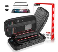 ELECDER for Nintendo Switch 2 Case Black - Protective Carrying Case with 24 Games Cartridges, 2 Screen Protectors, 2 Thumb Grip Caps, Hard Shell Carry Travel Pouch Bag for Console, Accessories