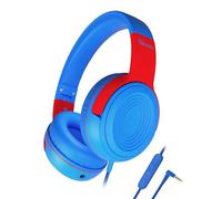 ELECDER S8 Kids Headphones, Wired Headphones for Kids Boys Girls, Adjustable 85dB/94dB Volume Limited, 3.5 mm Jack for School, Kindle, Smartphones, Tablet, Airplane Travel(Blue&Red)