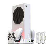 ElecGear Vertical Cooling and Charging Stand for Xbox Series S, 2x Rechargeable Battery and Dual Charger Dock for Xbox Controller, Cooling Fan with LED Lights and USB Port for Gaming Accessories