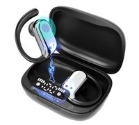ELECGO Sport Wireless Earbuds with Earhooks, Bluetooth 5.4 Headphones with ENC and AI Noise Cancellation, Hi-Fi Audio 60H Dual LED Display, IP7 Waterproof for Sports, Compatible All Cell Phone/PC