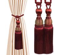 EleCharm 1 Pair Simple Elegant Curtain Cord Tie Drape Holdback Bedroom Curtain Buckle (Wine Red)