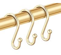 EleCharm Shower Curtain Hooks, Set of 12 Rust Proof S Shaped Decorative Shower Curtain Rings,Multi-Purpose Hangers S Hooks (Gold)