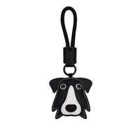Elechobby Soft Leather Dog Keychain,Cute Cartoon Animal Keyring,Border collie,Beagle,Schnauzer,Poodle,Faldou,Husky Keychain, Black Border Collie, Medium