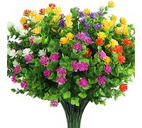 Elechood 10 Bundles Artificial Flowers, Outdoor Gypsophila Baby's Breath Fake Flowers, UV Resistant Faux Plastic Greenery Shrubs Hanging Plants for Home Wedding Garden Porch Window Box Decoration