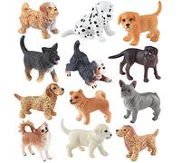 ELECLAND 12Pcs Dog Animal Figures Cute Puppy Figurines Realistic Animal Figurines Dog Cake Toppers for Kids Birthday Cake Decorations, Baby Shower, Christmas Party Decorations