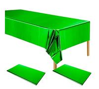 ELECLAND 2 x Green Plastic Tablecloth, Green Foil Tablecloth, 137 x 274 cm, Rectangular, Metallic Green, St Patrick's Day Tablecloth for Birthday, Christmas, Party, St. Patrick's Day Decorations
