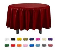 Eleclassi Burgundy 6 Pack Premium Round Disposable Plastic Tablecloth - 84 Inch Round Plastic Table Cloths for Parties Disposable Tablecloth - Round Plastic Tablecloth - Burgundy Round Tablecloth