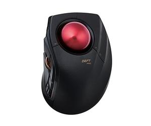 ELECOM DEFT PRO Trackball Mouse, Wired, Wireless, Bluetooth 3 Types Connection, Ergonomic Design, 8-Button Function, Red Ball, Windows11, MacOS (M-DPT1MRXBK)