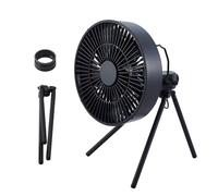 ELECOM NESTOUT Outdoor Camping Fan with Tripod, 4 Speed Settings & Breeze Mode, 3 Angle Oscillation, 90° Adjustable Tilt, Auto Timer (30/60/90 mins), USB C Compatible, Portable Tent Fan (Black)