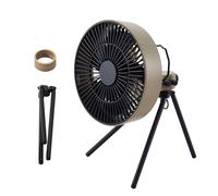 ELECOM NESTOUT Outdoor Camping Fan with Tripod, 4 Speed Settings & Natural Breeze Mode, 3 Angle Oscillation, 90° Adjustable Tilt, Timer (30/60/90 mins), USB-C Compatible, Portable Tent Fan (Beige)