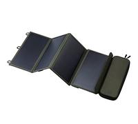 ELECOM NESTOUT Portable Solar Panel, Dual USB-A Ports, 28W Power Generation Charger for Phone Camping, Durable Water-Resistant Ripstop Nylon, Foldable Lightweight, Adjustable Stands (4-Panel)