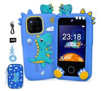 Elecoutek Kids Phone for Boy, Dinosaur Phone Toys for 3-10 Year Old Boys, Kids Mobile Phone Toy with Dual Cameras, 2.8 Inch Touchscreen, Music Player, Games, 32 GB Card and Bag (Blue)