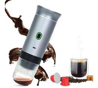 Elecphbo Espresso Portable 3-in-1 Capsule Coffee Maker with 7500mAh Battery, 120ml Cup Capacity, 50+ Extractions, Fast Heating & Waterproof Design【silvery】