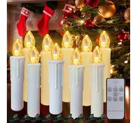 Elecphbo Remote Control Flameless Candles with Timer & Clip-On Design - Battery Operated LED Tea Lights for Christmas Tree, Home Decor, Parties (Set of 10)