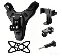 Elecphbo Universal Helmet Chin Mount Strap Kit for Action Cameras -Compatible with GoPro/DJI/Insta/AKAS 180° Adjustable Pivot Arm & Anti-Slip Silicone Base for Motorcycle, Bike, Ski Helmet