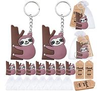 Elecrainbow 60 Pack Sloth Party Favors Include 20 Keychains,20 Thank You Tags and 20 Goodie Bags for Sloth Keychain Return Gift,Women Girls Birthday,Baby Shower,Goodie Bag Fillers