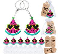 Elecrainbow 60 Pack Watermelon Party Keyring Pack: 20 Keychains, 20 Thank You Tags, 20 Organza Bags for Baby Showers, Summer Fruit Parties, Family Gatherings, Birthdays, Watermelon, S