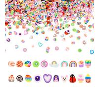 Elecrelive 100g Polymer Clay Slices Mixed Flat Clay Beads No Hole Summer Style Fake Sprinkles with Fruit Ice Cream Rainbow for Resin Slime Nail Art Phone Case Scrapbook DIY Crafts