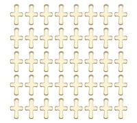 Elecrelive 100Pcs 18K Gold Plated Cross Charms Metal Crosses for Crafts, Stainless Steel Tiny Cross Charms for Necklace Bracelet Jewelry Keychain Crafting