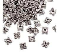 Elecrelive 100Pcs 6mm Flower Bead Caps Tibetan Alloy Floral End Cap Spacer Beads Antique Silver for Necklace Bracelet Earring Jewelry Supplies