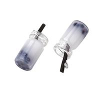 Elecrelive 100pcs Boba Charms Glass Bottle Bubble Tea Earring Charms Mini Milk Tea Keychain Pendants for DIY Jewelry Craft Necklace Bracelet Making