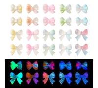 Elecrelive 100Pcs Bow Charms Flatback Resin Cabochons Bow Nail Charms Glow in The Dark Beads Colorful Resin Flatback Bowknot for Jewelry Phone Case Decor Hair Accessories