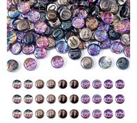 Elecrelive 100Pcs Flat Round Letter Beads 10mm Vowel Letter A E I O U Gradient Purple Glass Alphabet Beads for Jewelry Making Bracelets Necklaces Keychains Crafts