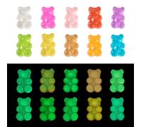 Elecrelive 100pcs Luminous Bear Cabochons Mixed Color Flatback Resin Teddy Bear Charms Glow in The Dark Gummy Bear Candy Beads 17.5x11.5x6mm for Scrapbooking Phone Case