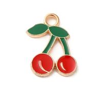 Elecrelive 100Pcs Tiny Enamel Cherry Charms Cute Fruit Charms Gold Plated Food Pendants for DIY Necklace Bracelet Earrings Keychain Crafting
